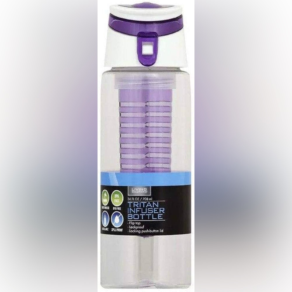 Living Solutions Tritan Infuser Plastic Bottle BPA Free, Leak Proof 24 oz